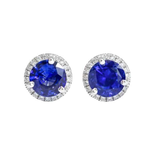 Sapphire and Diamond Halo Studs