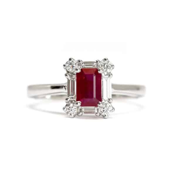 Ruby and Diamond Mosaic Ring